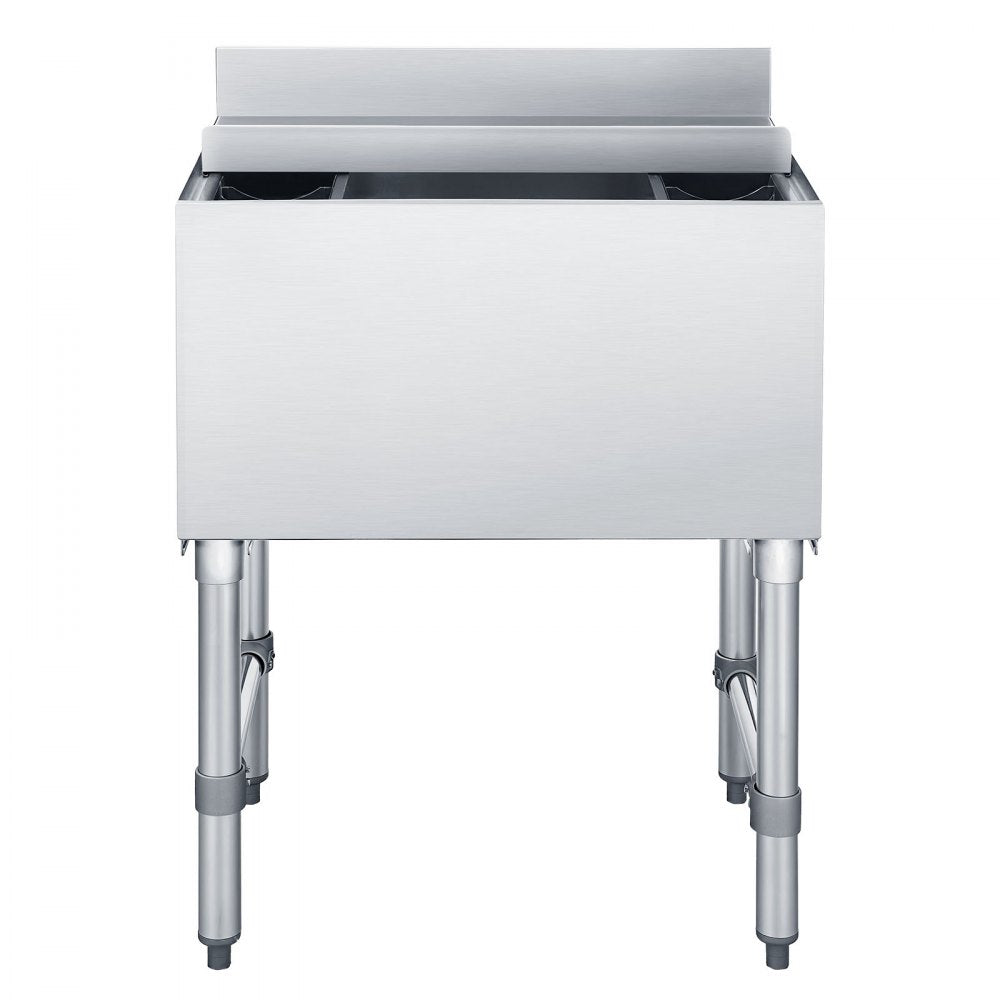 VEVOR Commercial Ice Bin, 82.9 Qt Max Capacity, 30 x 19 x 33 Inch Stainless Steel Ice Chest with Sliding Lid and Bottle Holders, Cooler Cart Cocktail Unit for Bar Restaurant Pub, NSF Certified