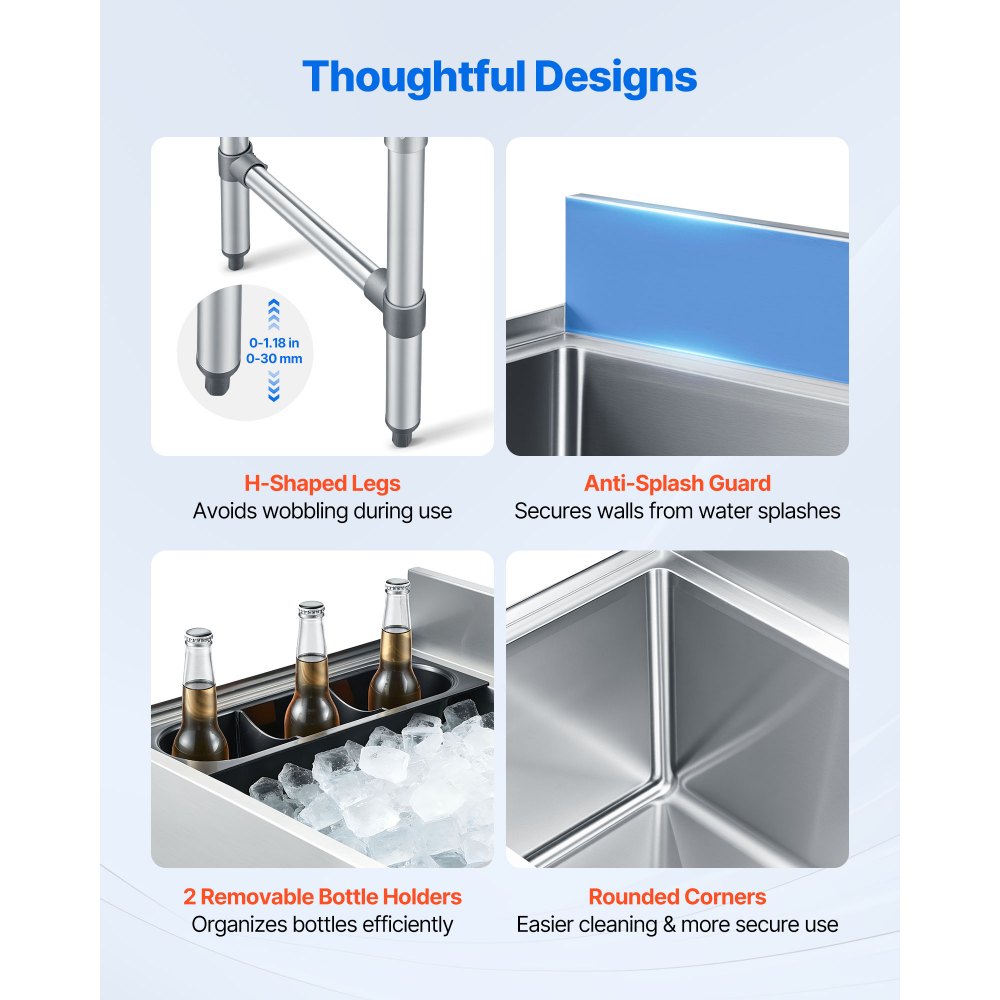 VEVOR Commercial Ice Bin, 65.1 Qt Max Capacity, 24 x 19 x 33 Inch Stainless Steel Ice Chest with Sliding Lid and Bottle Holders, Cooler Cart Cocktail Unit for Bar Restaurant Pub, NSF Certified