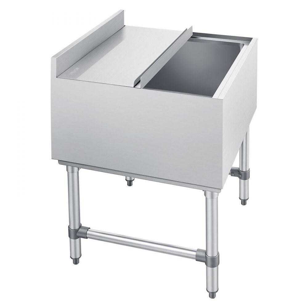 VEVOR Commercial Ice Bin, 79.9 Qt Max Capacity, 24 x 24 x 33 Inch Stainless Steel Ice Chest with Sliding Lid, 24H Long-Lasting Insulation, Cooler Cart Cocktail Unit for Bar Restaurant Pub, NSF