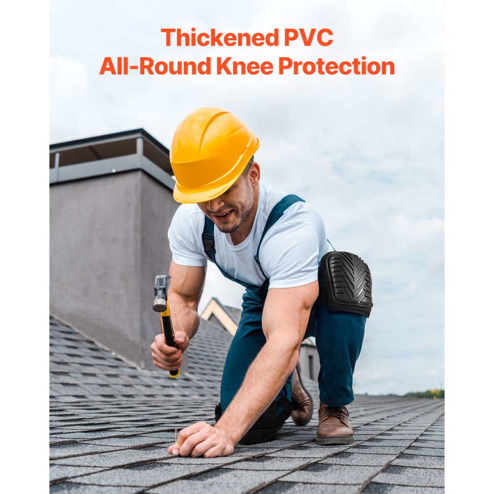 VEVOR Knee Pads for Work, Heavy Duty Construction Knee Pads with Adjustable Straps & Rivets, Thick Gel Knee Pads with Foam Cushion for All-Round Knee Protection, Fit Men & Women for Flooring Gardening