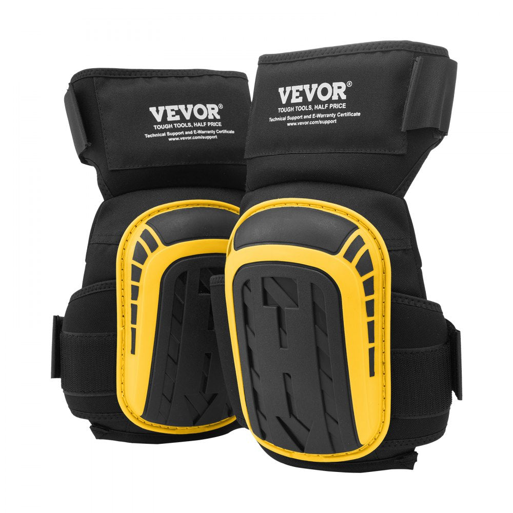 VEVOR Knee Pads for Work, Extended Heavy Duty Construction Knee Pads with 2 Extension Straps, Anti-slip Foam Gel Knee Pads, Men & Women, for Gardening Flooring Roofing and Cleaning, Yellow and Black