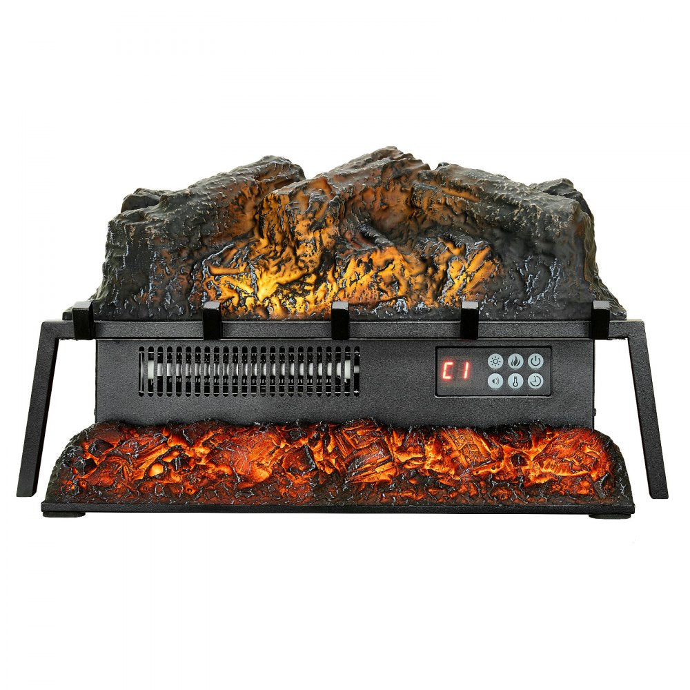 VEVOR Electric Fireplace Log, 23 inch Fireplace Insert Log Heater, with Crackling Sound,Remote Controller, 5 Adjustable Flame Brightness, Timer, Overheat Protection, Thermostat, for Home Decor Black
