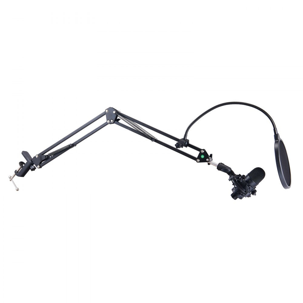 VEVOR USB Microphone, 192kHz/24-bit, Professional Condenser Microphone Kit, with Boom Arm Stand Pop Filter Shock Mount Mute Button Headphones Jack, for Podcast Recording Video Gaming Singing Streaming