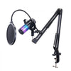 VEVOR USB Microphone, 192 kHz/24-bit, Professional Condenser Microphone Kit with Boom Arm Stand Pop Filter Shock Mount, 11 RGB Lighting Effects Mute Button Headphones Jack for Recording Gaming Singing