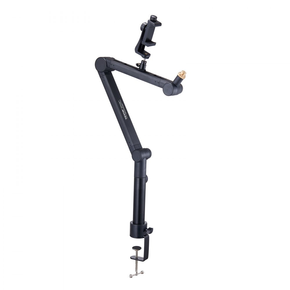 VEVOR Desk-Mounted Microphone Arm, Flexible 360° Rotation, Adjustable Stand with Universal 3/8" to 5/8" Adapter and Headphone Holder, Compatible with Blue Yeti, Hyperx Quadcast, and More