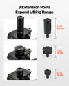 VEVOR floor jack includes 3 extension posts (0.8 in, 1 in, 3.9 in)
