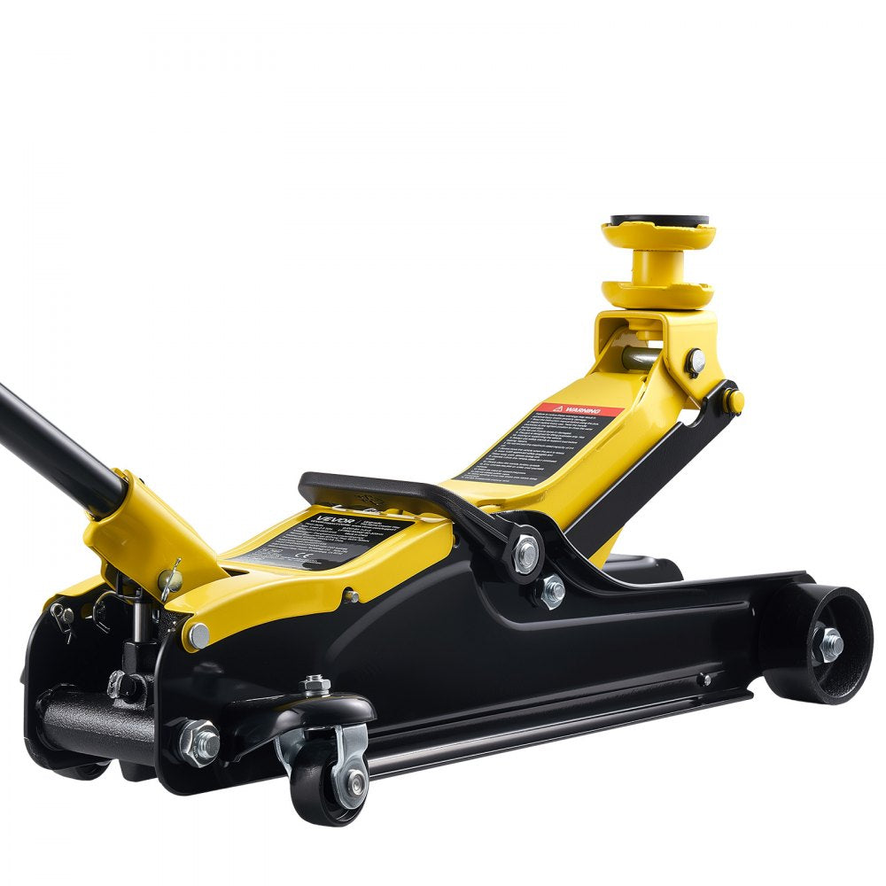 VEVOR Low Profile Floor Jack, 2.5 Ton (5512 lbs) Capacity, Steel Racing Floor Jack with Single Piston Quick Lift Pump & Raised Saddle, Hydraulic Trolley Car Lift for SUVs, Lifting Range 3.3"-13.8"