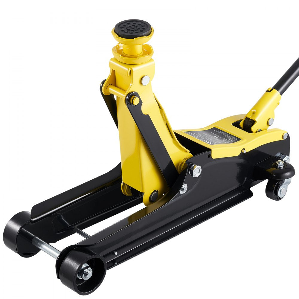 VEVOR Low Profile Floor Jack, 2.5 Ton (5512 lbs) Capacity, Steel Racing Floor Jack with Single Piston Quick Lift Pump & Raised Saddle, Hydraulic Trolley Car Lift for SUVs, Lifting Range 3.3"-13.8"