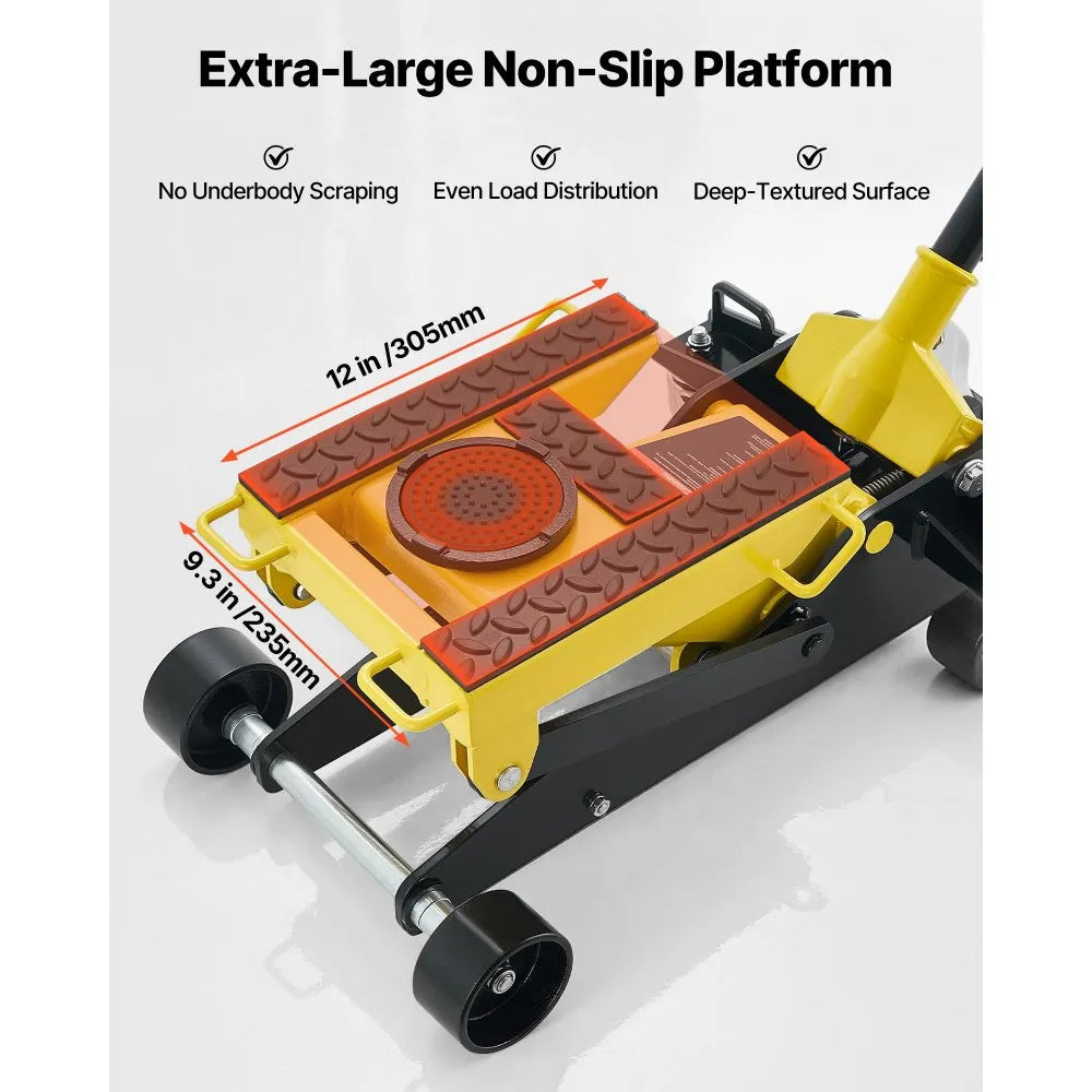 VEVOR Low Profile Floor Jack, 2 Ton (4409 lbs) Capacity, Steel Racing Floor Jack with Single Piston Quick Lift Pump, Hydraulic Trolley Car Lift for Cars, Motorcycles, ATVs, Lifting Range 5.7"-17"