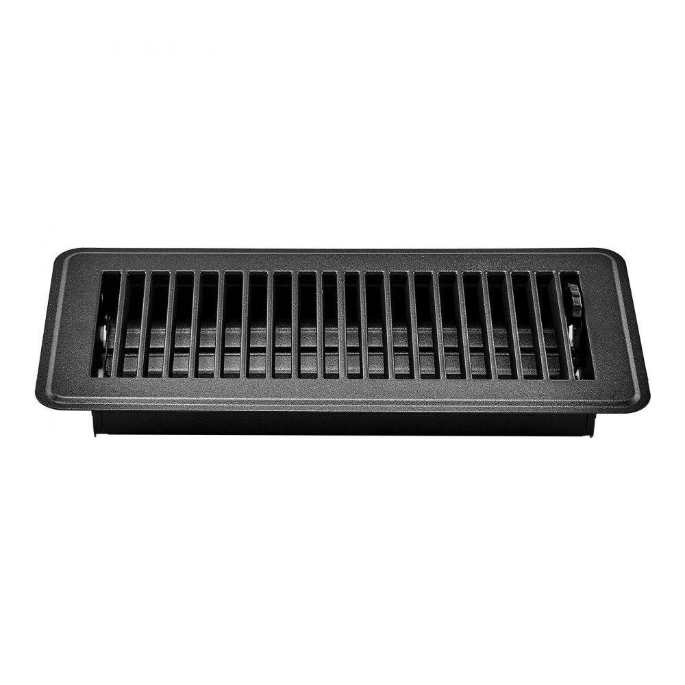 VEVOR 4 x 10 Inch Floor Registers, 12-Pack Vent Grilles, HAVC Heavy-Duty Walkable Iron Floor Vents, Easily Adjustable Rust-Proof Air Vents Deflector with Metal Damper, Ideal for Home & Office, Black