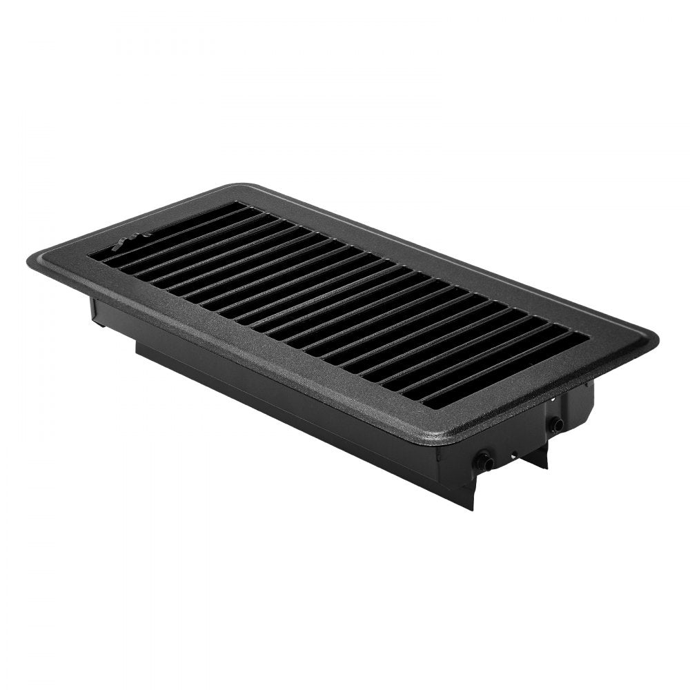 VEVOR 4 x 10 Inch Floor Registers, 12-Pack Vent Grilles, HAVC Heavy-Duty Walkable Iron Floor Vents, Easily Adjustable Rust-Proof Air Vents Deflector with Metal Damper, Ideal for Home & Office, Black