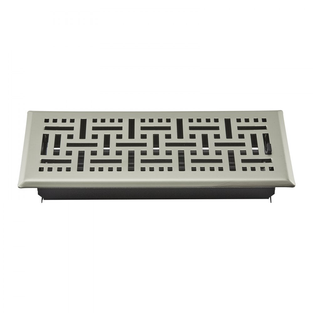 VEVOR 4 x 10 Inch Floor Registers, 2-Pack Vent Grilles, HVAC Heavy-Duty Walkable Iron Floor Vents, Easily Adjustable Rust-Proof Air Vents Deflector with Metal Damper, for Home & Office, Nickel-Plated