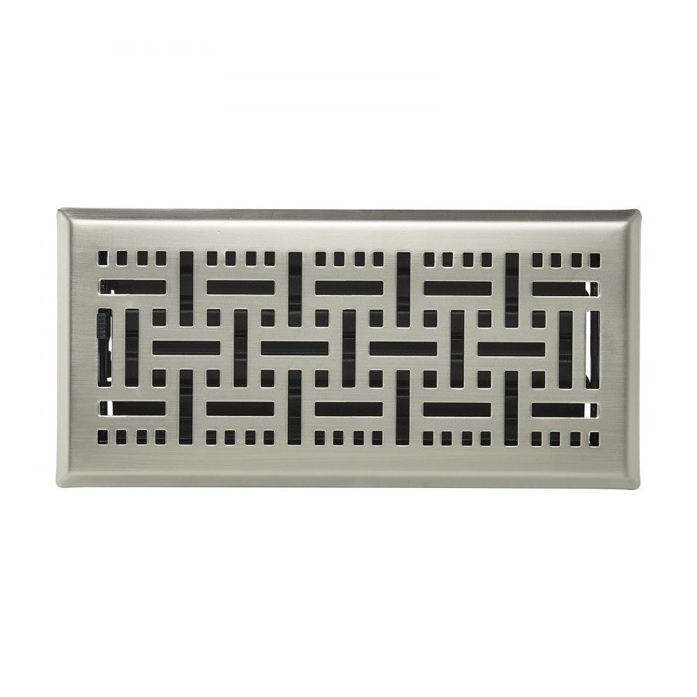 VEVOR 4 x 10 Inch Floor Registers, 2-Pack Vent Grilles, HVAC Heavy-Duty Walkable Iron Floor Vents, Easily Adjustable Rust-Proof Air Vents Deflector with Metal Damper, for Home & Office, Nickel-Plated