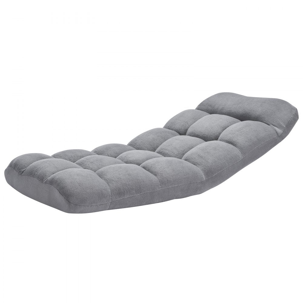 VEVOR Floor Chair, Recycled Foam Folding Sofa Chair with 14 Adjustable Positions, Multifunctional Floor Chair with Back Support Ideal for Sleeping Reading, Floor Gaming Chair Suitable for Kids, Gray