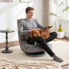 VEVOR Swivel Floor Gaming Chair, 360-Degree Rotating Floor Chair with 4 Adjustable Position Folding Backrest, Metal Frame with Recycled Foam and Linen Fabric, for Watching TV, Reading, Relaxing, Gray