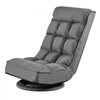 VEVOR Swivel Floor Gaming Chair, 360-Degree Rotating Floor Chair with 4 Adjustable Position Folding Backrest, Metal Frame with Recycled Foam and Linen Fabric, for Watching TV, Reading, Relaxing, Gray