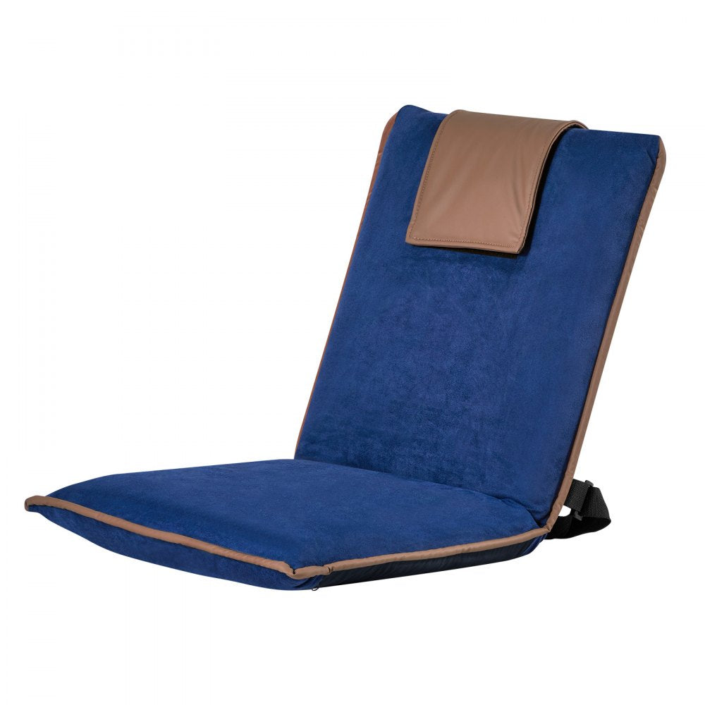 VEVOR Floor Chair, 6 Adjustable Positions Folding Floor Gaming Chair with Back Support, Easy to Carry, Sturdy Metal Frame with Recycled Foam and Suede Fabric Surface, for Reading, Relaxing, Dark Blue