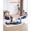 VEVOR Floor Chair, 5 Adjustable Positions Folding Floor Gaming Chair with Back Support, Armrests, and Cushion, Sturdy Metal Frame with Recycled Foam and Linen Fabric, for Reading, Relaxing, Dark Blue