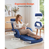 VEVOR Floor Chair, 5 Adjustable Positions Folding Floor Gaming Chair with Back Support, Armrests, and Cushion, Sturdy Metal Frame with Recycled Foam and Linen Fabric, for Reading, Relaxing, Dark Blue
