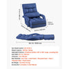 VEVOR Floor Chair, 5 Adjustable Positions Folding Floor Gaming Chair with Back Support, Armrests, and Cushion, Sturdy Metal Frame with Recycled Foam and Linen Fabric, for Reading, Relaxing, Dark Blue