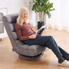 VEVOR Swivel Floor Gaming Chair, 360-Degree Rotating Floor Chair with 4 Adjustable Position Folding Backrest and Lumbar Support, Folding Video Reclining Sofa for Watching TV Reading Playing Game, Gray