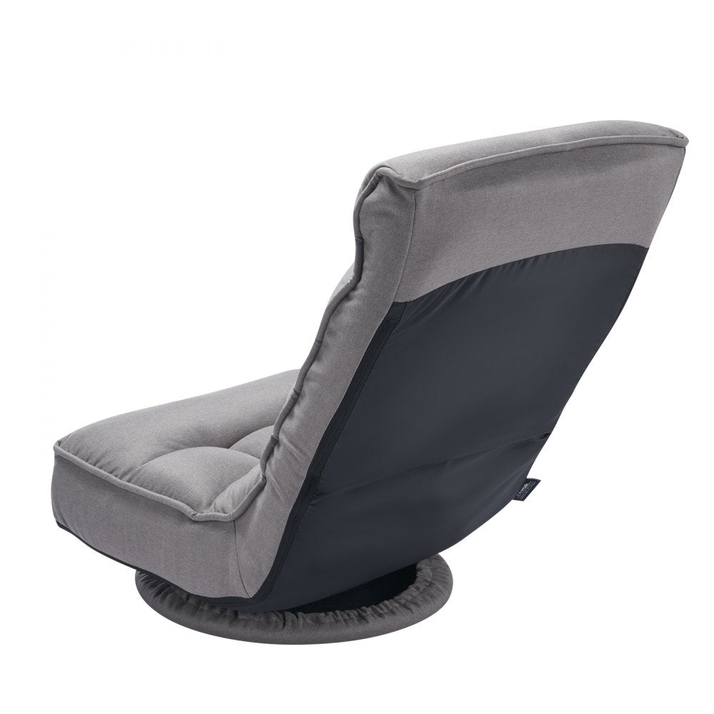 VEVOR Swivel Floor Gaming Chair, 360-Degree Rotating Floor Chair with 4 Adjustable Position Folding Backrest and Lumbar Support, Folding Video Reclining Sofa for Watching TV Reading Playing Game, Gray