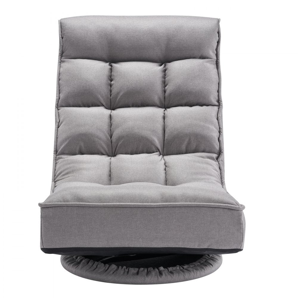 VEVOR Swivel Floor Gaming Chair, 360-Degree Rotating Floor Chair with 4 Adjustable Position Folding Backrest and Lumbar Support, Folding Video Reclining Sofa for Watching TV Reading Playing Game, Gray