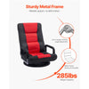 VEVOR Swivel Floor Gaming Chair with Armrests, 360-Degree Rotating Floor Chair with 6 Adjustable Position Folding Backrest and Lumbar Support, Folding Video Reclining Sofa for TV Reading, Red Black