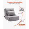 VEVOR Convertible Flip Chair, 5-Position Adjustable Floor Lazy Sofa, Folding Upholstered Couch Bed with Adjustable Backrest Metal Frame and Pillow, Folding Sofa Bed Chair for Living Room Bedroom, Gray
