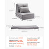VEVOR Convertible Flip Chair, 5-Position Adjustable Floor Lazy Sofa, Folding Upholstered Couch Bed with Adjustable Backrest Metal Frame and Pillow, Folding Sofa Bed Chair for Living Room Bedroom, Gray