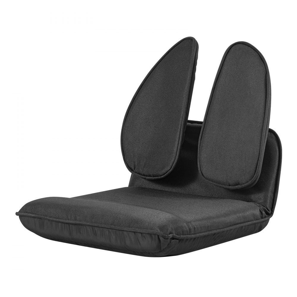 VEVOR Floor Chair, 5 Adjustable Positions Folding Floor Gaming Chair with Ergonomic Back Support, Sturdy Metal Frame with Recycled Foam and Linen Fabric, Multifunctional for Reading, Relaxing, Black