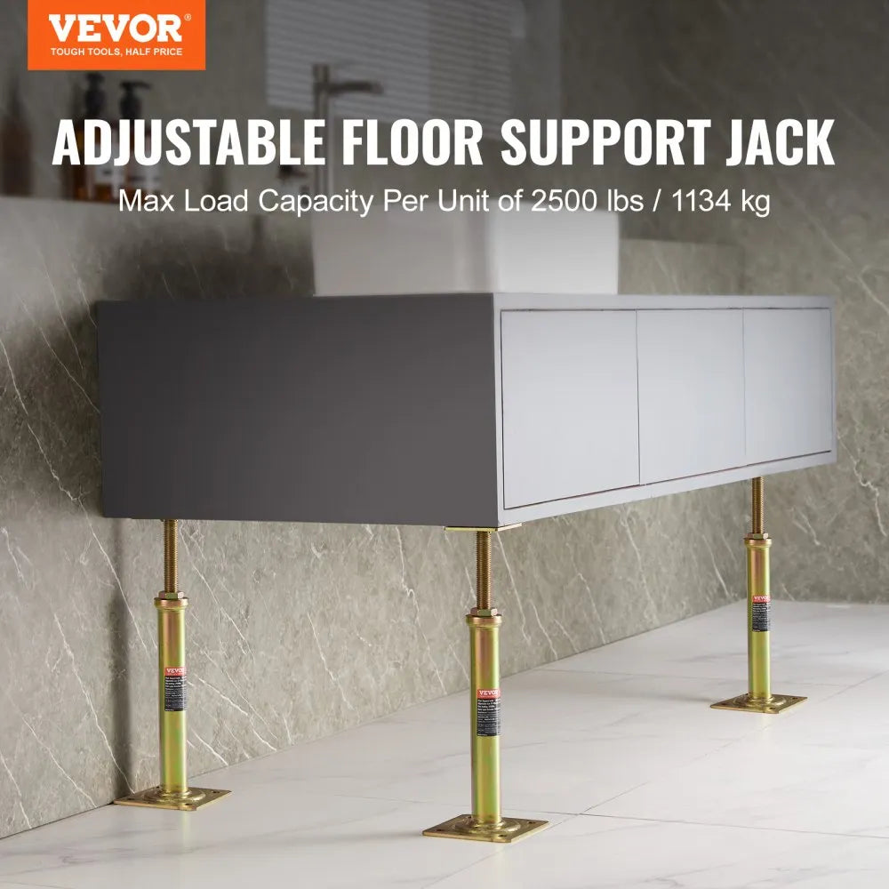 VEVOR House Floor Jacks, 4 Pack, 11.6"-16" Height Range, 2500 lbs Max Load Capacity Per Unit, Adjustable Support Beam Basement Jack Post for Leveling, Galvanized Telescoping Jack for Temporary Support