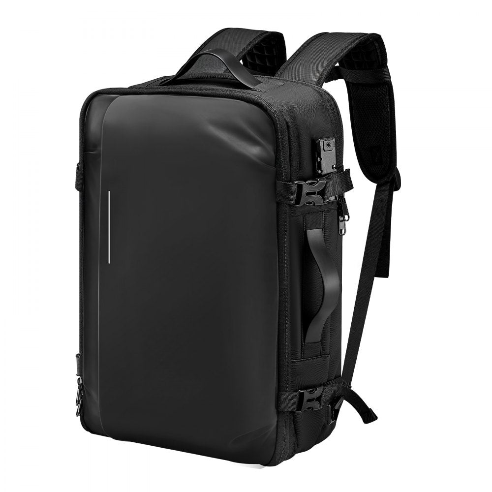 VEVOR Vacuum Travel Backpack, 65L, Expandable Vacuum Seal Compression Travel Backpack, with TSA-Approved Lock, Multiple Pockets Compartments, Water-Resistant Carry-On Suitcase Luggage, No Pump, Black