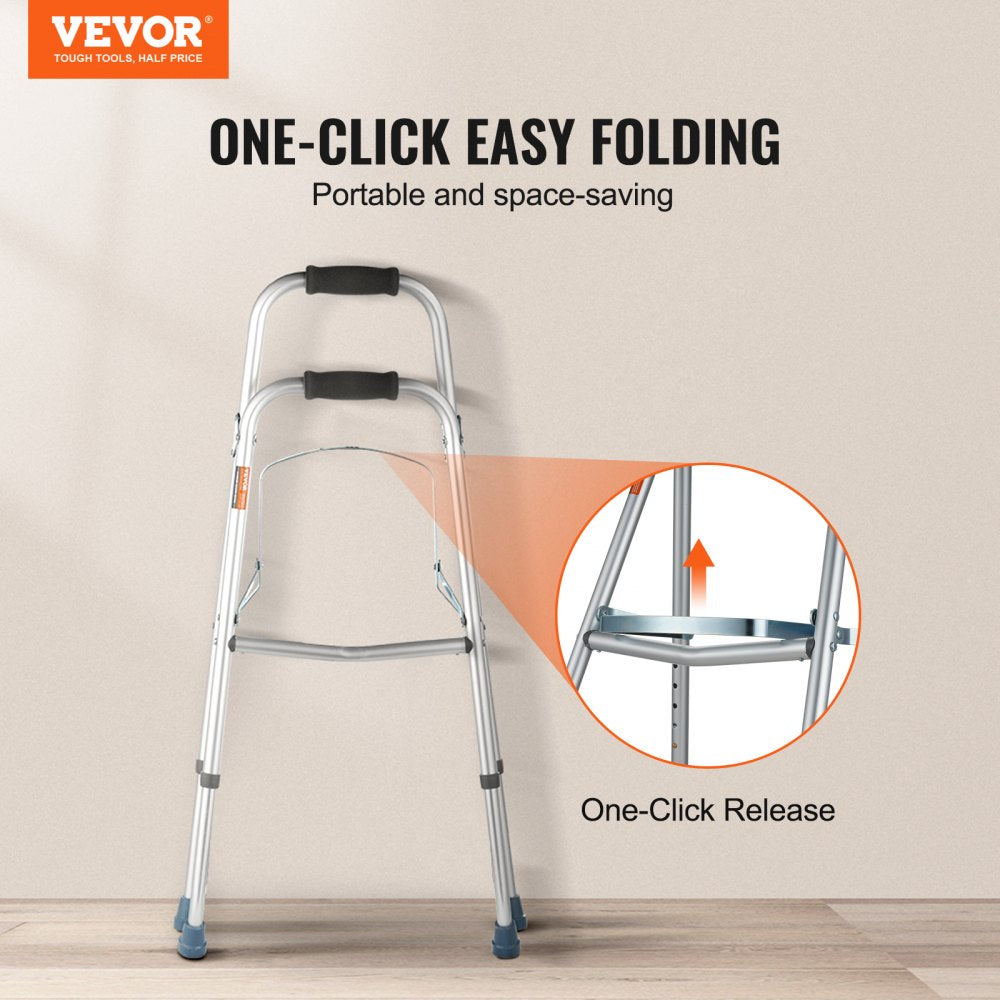 VEVOR Folding Hemi Walker, One Arm Folding Walker for Seniors with 6-Level Adjustable Height, Lightweight Aluminum | Side One-Hand Style Mobility Aid for Elderly Handicapped Disabled, Up to 350LBS