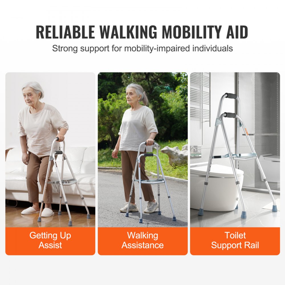 VEVOR Folding Hemi Walker, One Arm Folding Walker for Seniors with 6-Level Adjustable Height, Lightweight Aluminum | Side One-Hand Style Mobility Aid for Elderly Handicapped Disabled, Up to 350LBS