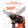 VEVOR 20V Brushless Cordless Hammer Drill, Lithium-Ion 1 Inch Rotary Hammer Driver, SDS-Plus Electric Lightweight Power Tool Kit with Battery and Charger, 4 Functions, 1200 RPM, 5300 BPM