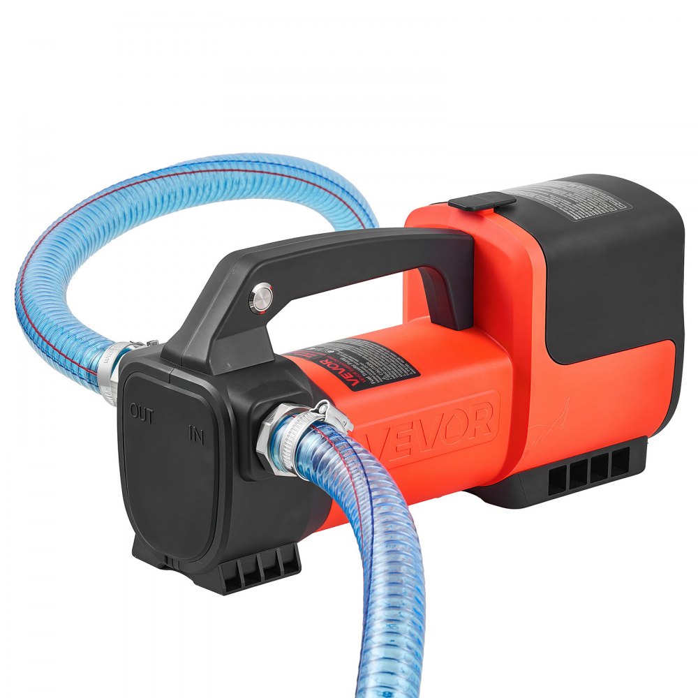 VEVOR Fuel Transfer Pump Battery Powered 12 GPM Portable Diesel Pump Kit, for Diesel Kerosene Fueling on Farm Boat Truck Tractor, 4.0Ah Battery, 1/4 HP Motor, with Manual Fuel Nozzle, Discharge Hose