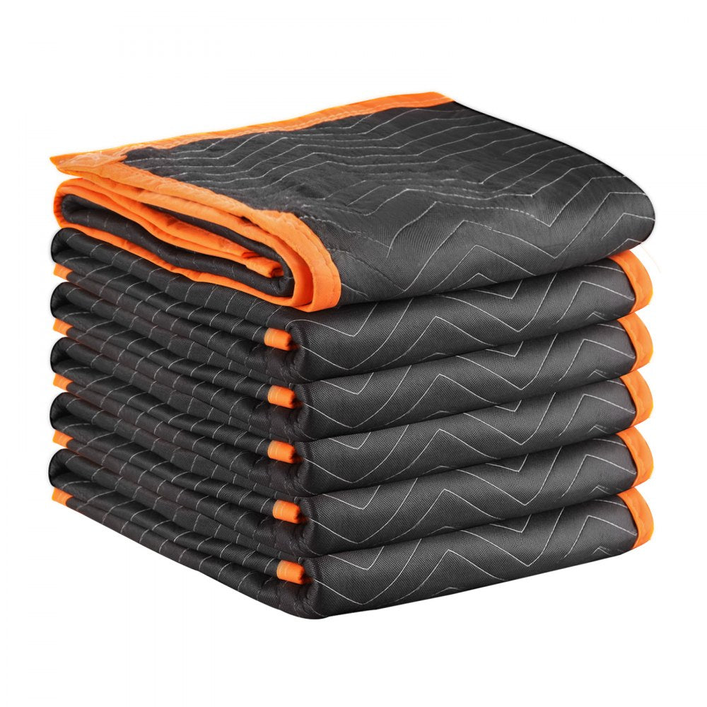 VEVOR Moving Blankets 6 Pcs, 72 x 40 in (32 lbs/dz) Large Packing Blankets with Cotton Filling, Heavy Duty Nonwoven Fabric Padded Moving Blanket for Shipping, Wrapping, Protecting Furniture