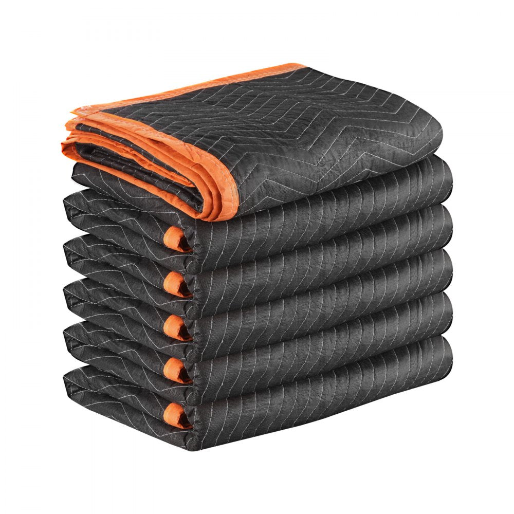 VEVOR Moving Blankets 6 Pcs, 72 x 40 in (32 lbs/dz) Large Packing Blankets with Cotton Filling, Heavy Duty Nonwoven Fabric Padded Moving Blanket for Shipping, Wrapping, Protecting Furniture