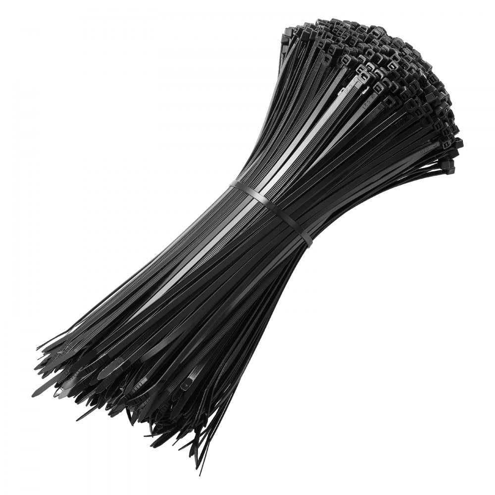 VEVOR 1000 Pack Cable Zip Ties, 12-inch Heavy Duty Cable Wire Ties with 50LBS High Tensile Strength, Multi-Purpose Self-Locking Nylon Tie Wraps, Heat & Cold Resistant for Indoor and Outdoor Use
