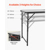 VEVOR Camping Kitchen Table, Folding Outdoor Cooking Table, 3 Adjustable Heights, Aluminum Lightweight Portable Cook Station with Storage Organizer, Carry Handle, for BBQ Party Picnic RV Travel, Black