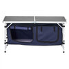 VEVOR Camping Kitchen Table, Folding Outdoor Cooking Table, 3 Adjustable Height, Aluminum Lightweight Portable Cook Station with Storage Organizer, Carry Handle, for BBQ Party Picnic RV Travel, Blue