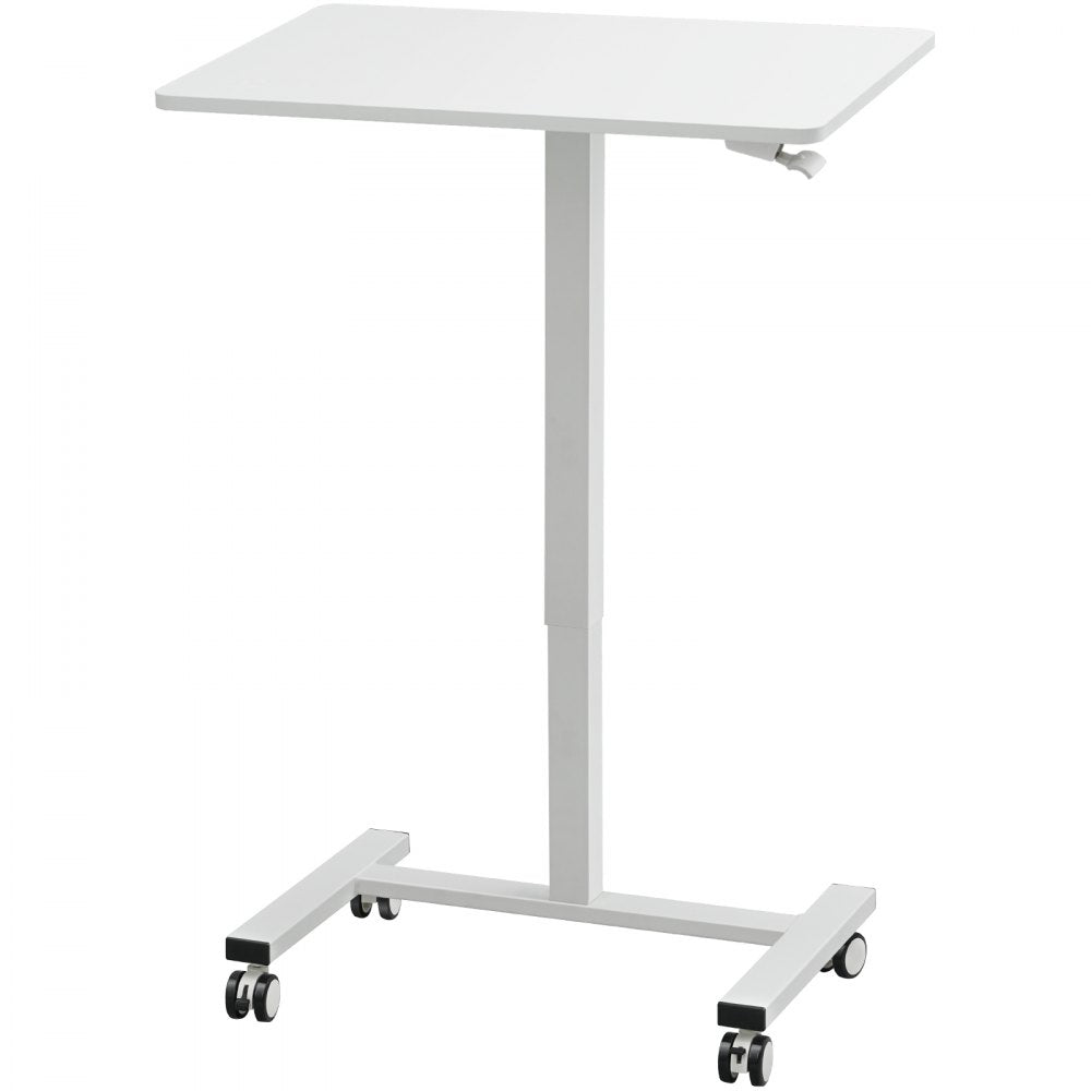 VEVOR Mobile Standing Desk, 28"-44" Gas-Spring Height Adjustable Sit-Stand Desk, 4 360° Swivel Wheels (2 Lockable) Portable Rolling Laptop Table Computer Cart for Home Office School, 40LBS Loading