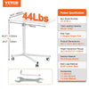VEVOR Mobile Standing Desk, 28.5"-44.2" Gas-Spring Height Adjustable Sit-Stand Desk, 360° Swivel Wheels (2 Lockable) Portable Rolling Laptop Table Computer Cart for Home Office School, 44LBS Loading