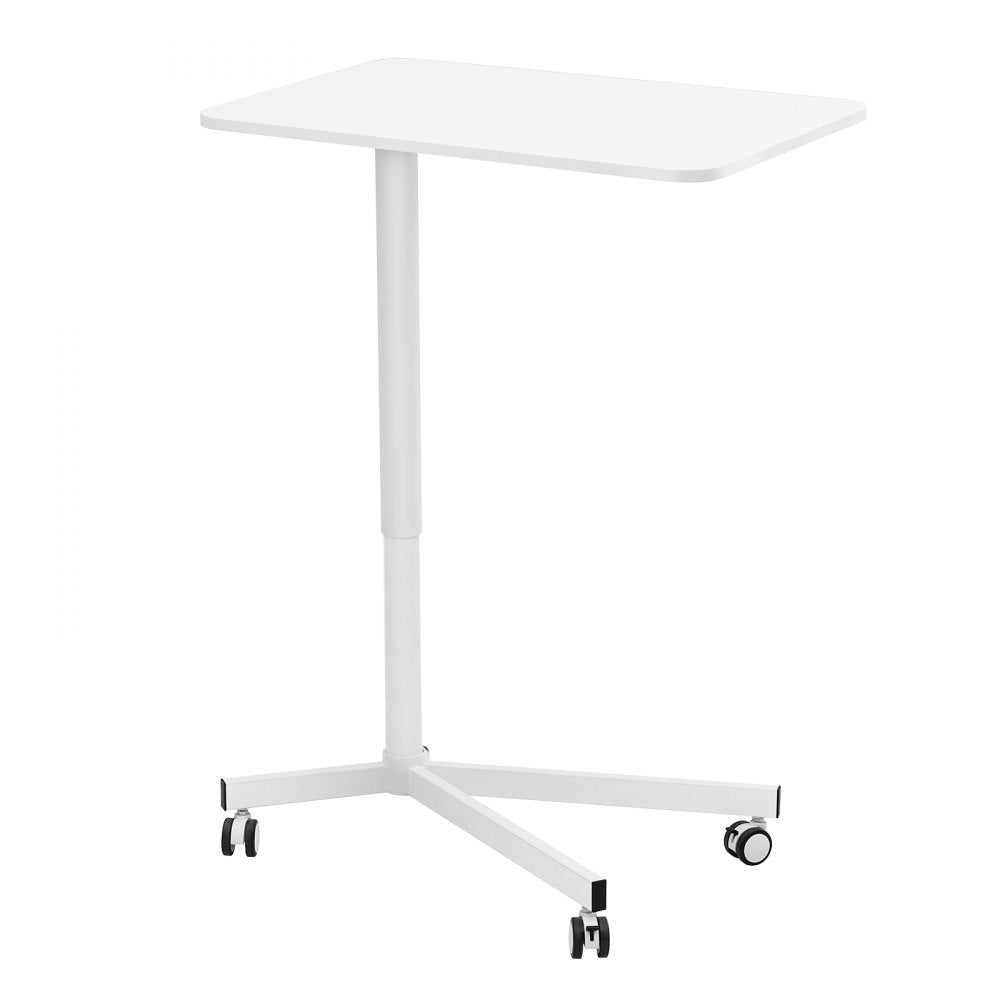 VEVOR Mobile Standing Desk, 28.5"-44.2" Gas-Spring Height Adjustable Sit-Stand Desk, 360° Swivel Wheels (2 Lockable) Portable Rolling Laptop Table Computer Cart for Home Office School, 44LBS Loading
