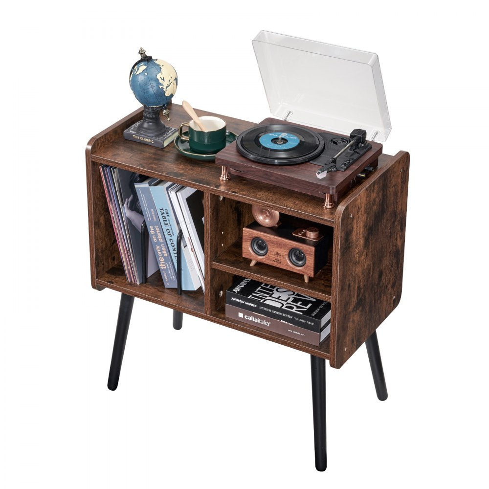 VEVOR Record Player Stand, Turntable Stand Holds Up to 100 Albums, Vintage Vinyl Record Cabinet with Removable Shelves, Record Player Table with Adjustable Height for Living Room, Bedroom, Brown