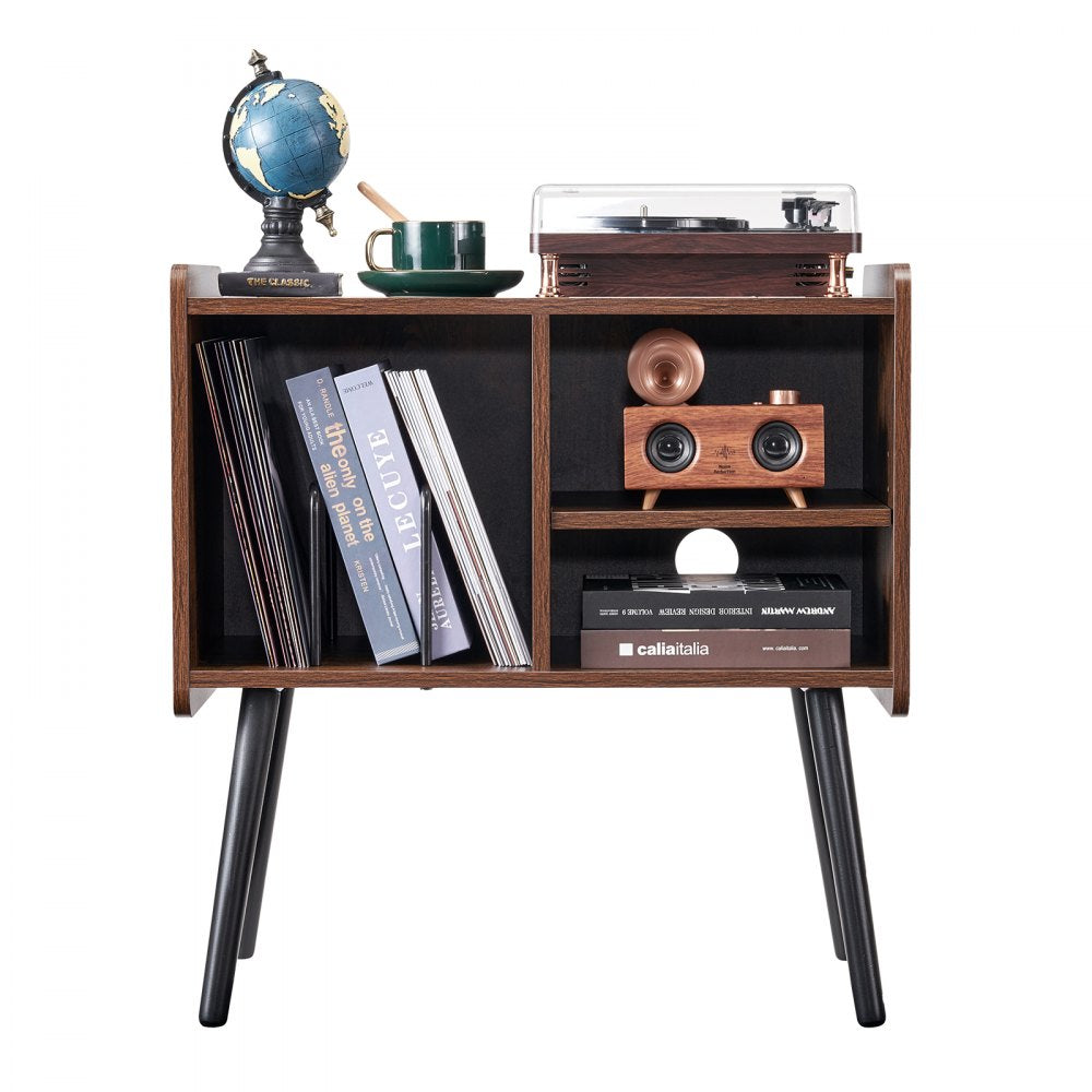 VEVOR Record Player Stand, Turntable Stand Holds Up to 100 Albums, Vintage Vinyl Record Cabinet with Removable Shelves, Record Player Table with Adjustable Height for Living Room, Bedroom, Brown