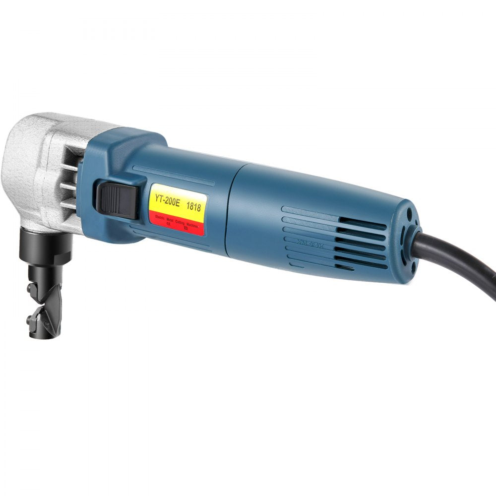 VEVOR Electric Sheet Metal Cutter, 380W Power, 1800RPM Rotor Speed, 0.07in/1.8mm Cutting Capacity, Includes Replacement Blades and Storage Case, Ideal for Stainless Steel, Aluminium, Plastic