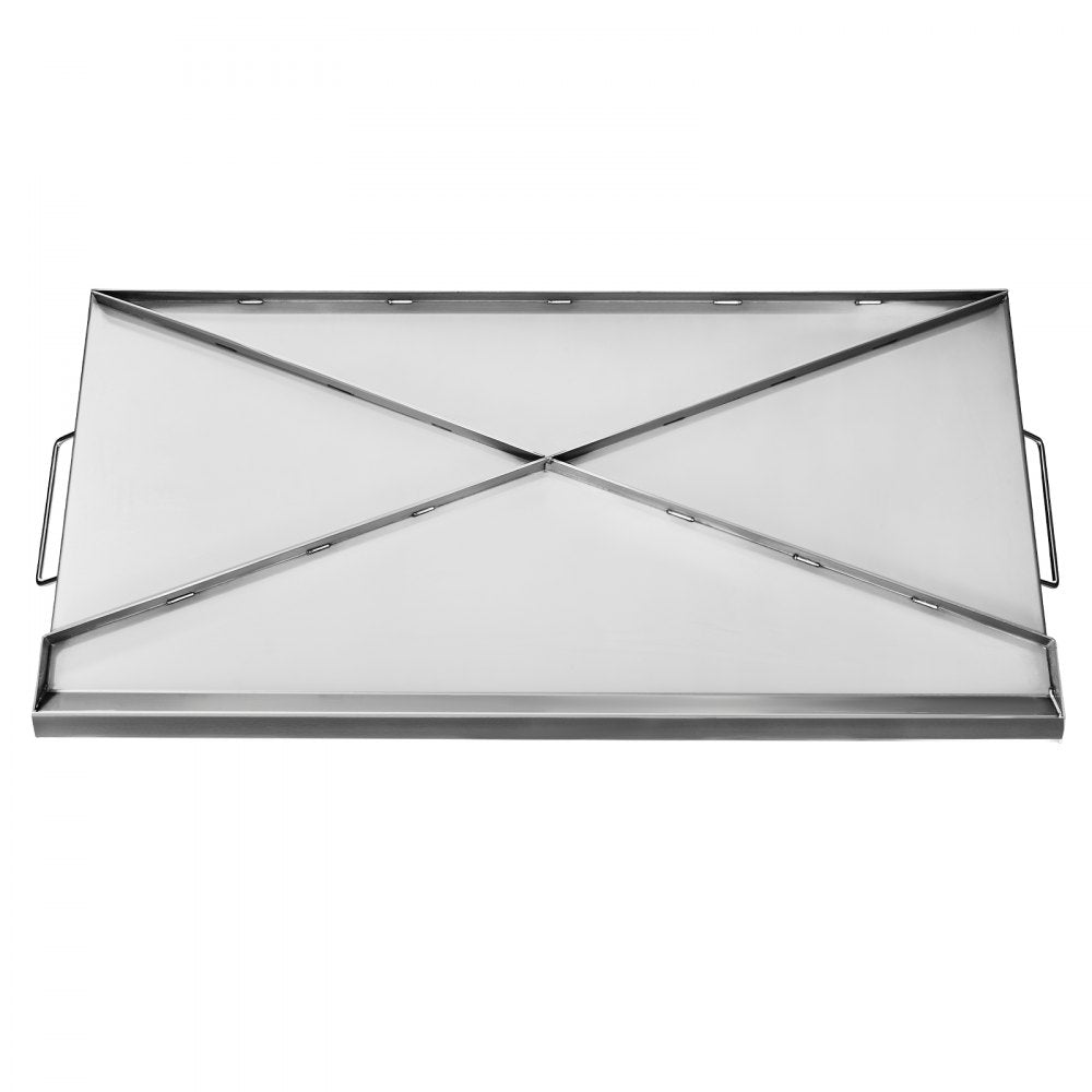 VEVOR Stainless Steel Griddle, 32x16 inch Universal Flat Top Rectangular Plate, Gas Grill Griddle for BBQ Grill, Teppanyaki, Portable Family Cookware with Handle, for Camping Tailgating Party