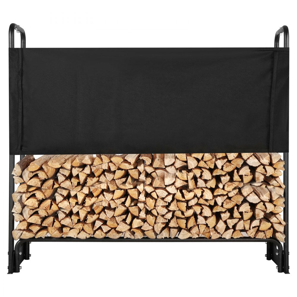 VEVOR 4.3FT Outdoor Firewood Rack with Cover, 52x14.2x46.1 in, Heavy Duty Firewood Holder & 600D Oxford Waterproof Cover for Fireplace, Patio, Indoor/Outdoor Log Storage Rack for 1/4 Cord of Firewood